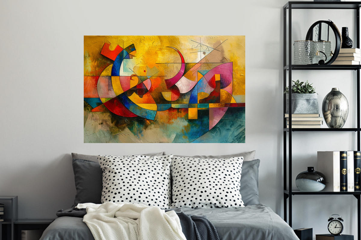 WANDTATTOO Kunst - Abstrakt - Modern 120x80 cm - Gelb, Kunststoff (120/80/0.1cm) - MuchoWow