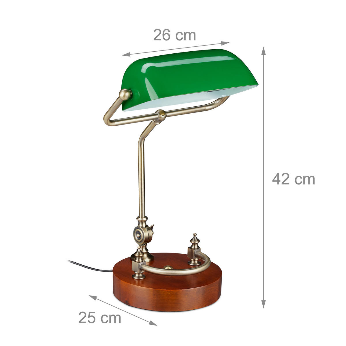 BANKERLAMPE - Multicolor, Glas/Holz (25/26/42cm) - Relaxdays