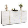 KOMMODE MIT SCHUBLADEN ONYX HOCHGLANZ 158 CM - Weiß, Holzwerkstoff (158/81/41.3cm) - Lookway