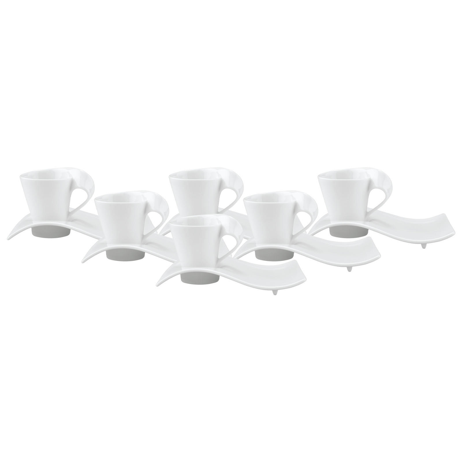 ESPRESSOTASSEN MIT UNTERTELLER NewWave Caffè weiß 80 ml 6er Set - Weiß, Keramik (13/9.5/17cm) - Villeroy & Boch
