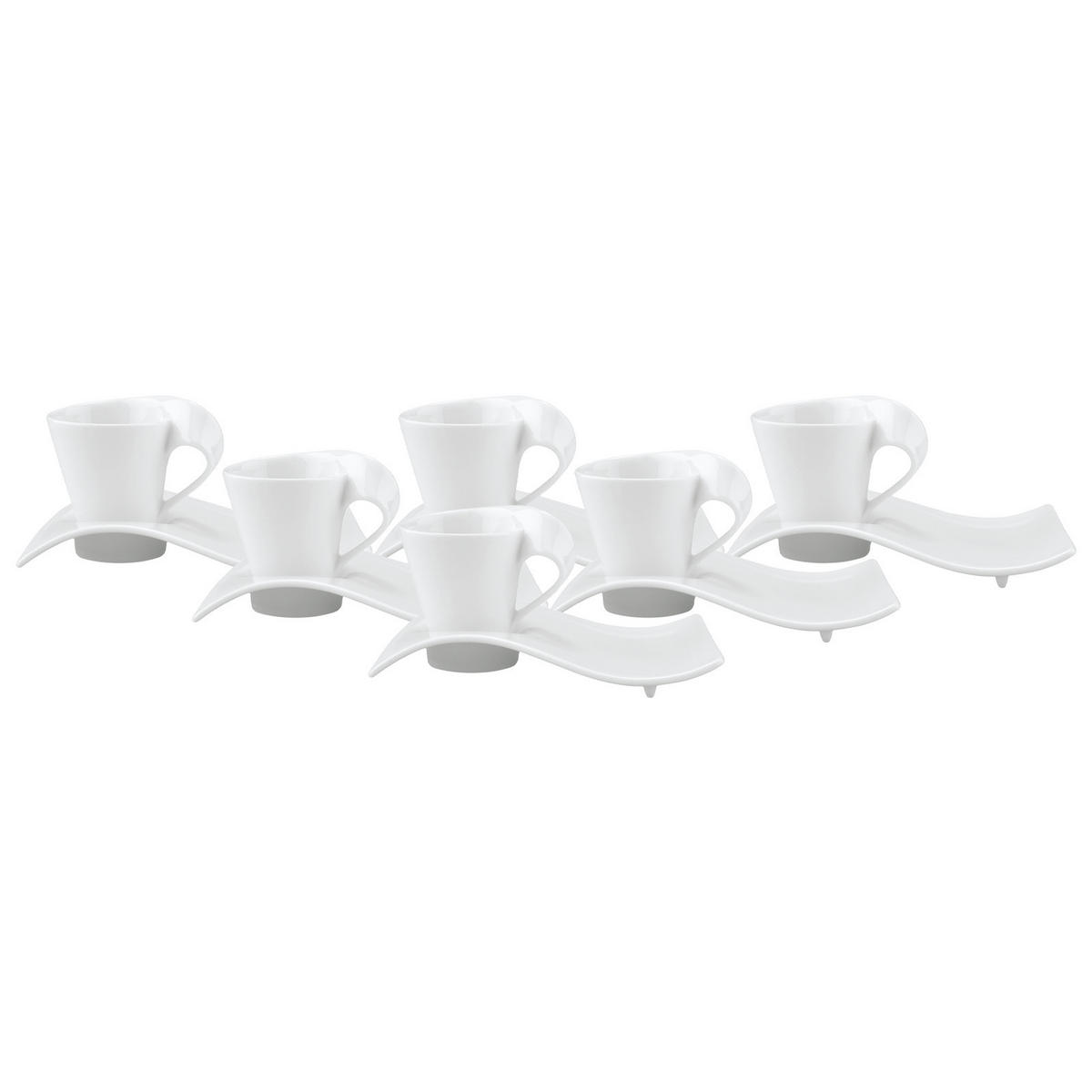 ESPRESSOTASSEN MIT UNTERTELLER NewWave Caffè weiß 80 ml 6er Set - Weiß, Keramik (13/9.5/17cm) - Villeroy & Boch