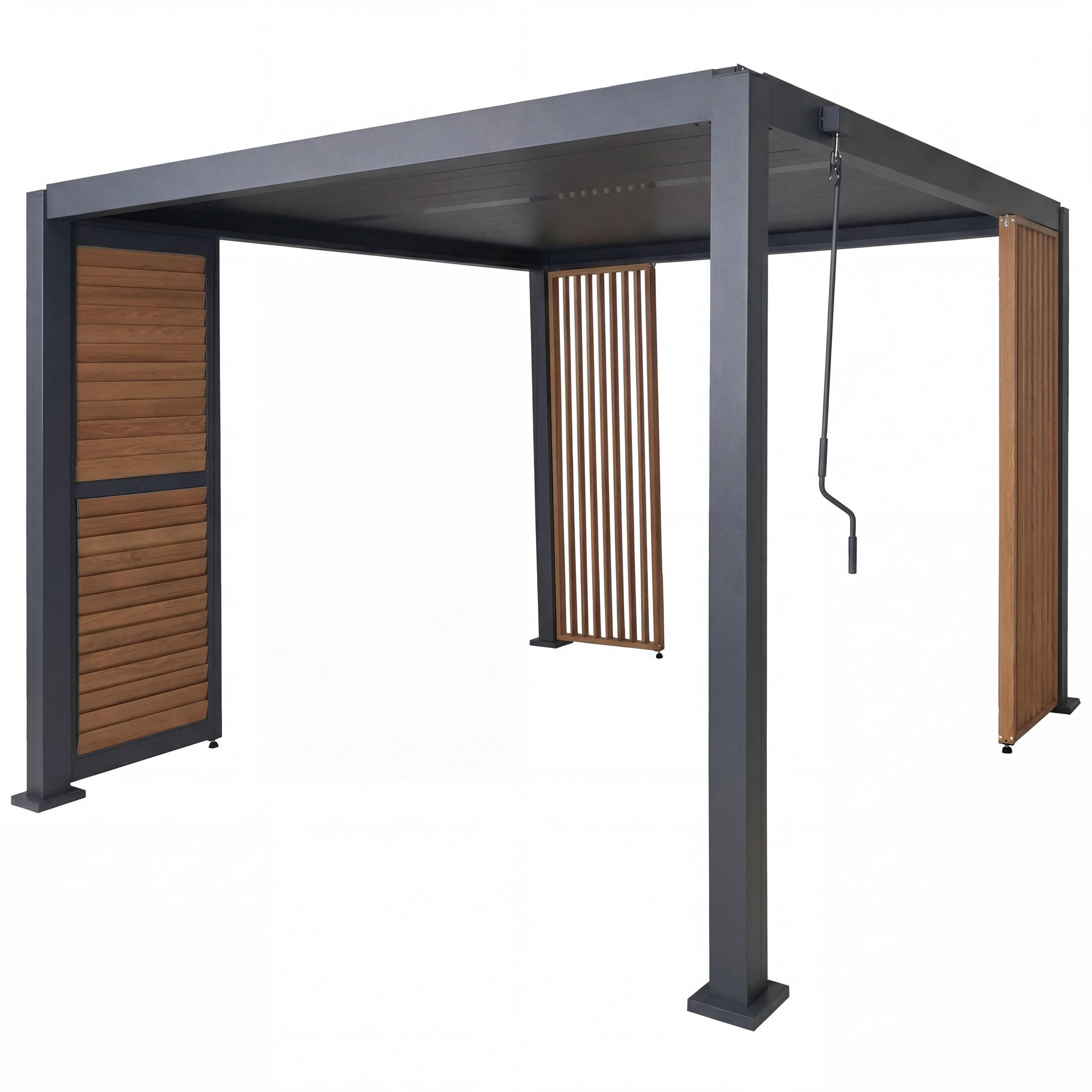 PERGOLA 1x Lamellenwand 2x Seitenwand 235x300x300cm Anthrazit - Anthrazit, Metall (300/235/300cm) - BERLINLODGE