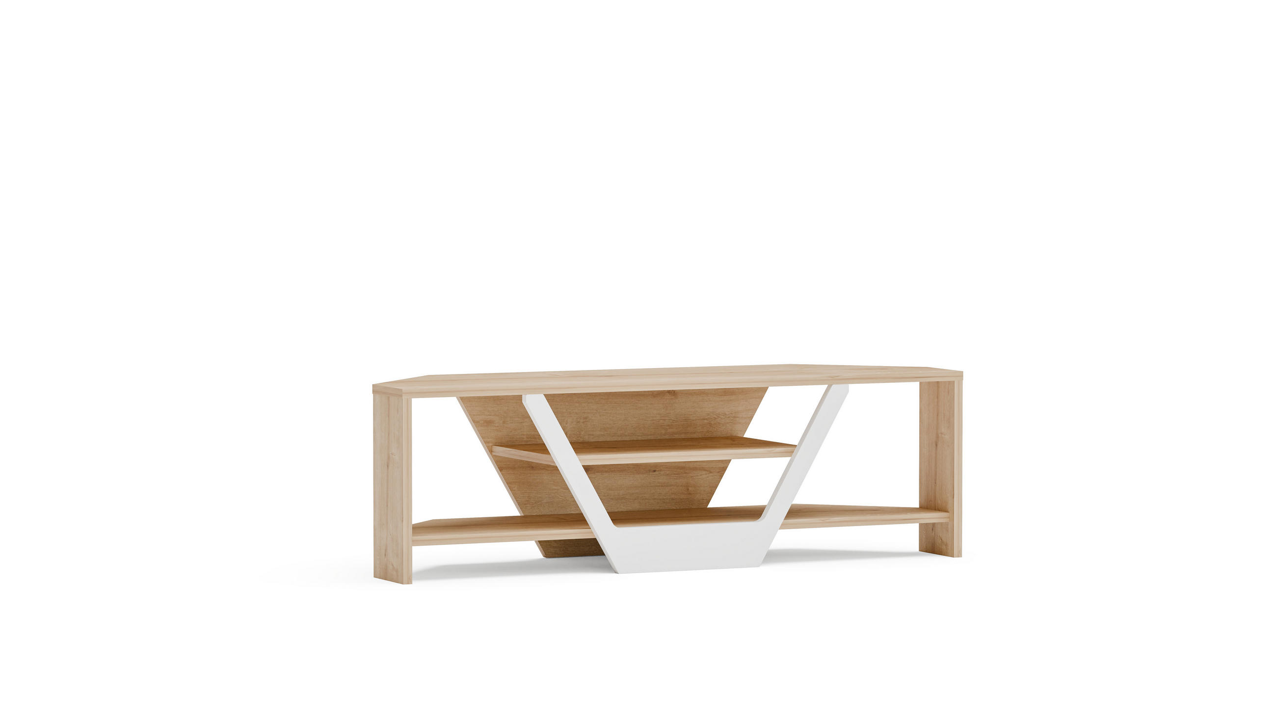 TV-ELEMENT Sares Weiß Schwarz - Eichefarben/Weiß, Holzwerkstoff (135/36.8/120cm) - Decorotika