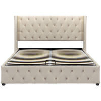 POLSTERBETT 140/200 cm in Beige Samt - Beige, Holz/Textil (140/200cm) - KOMHTOM
