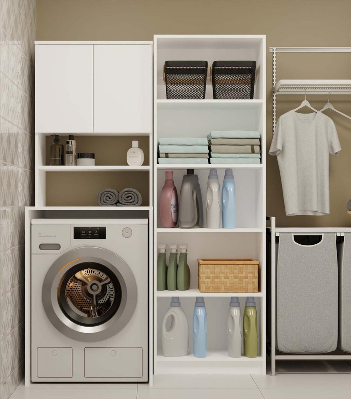 WASCHMASCHINENUMBAUSCHRANK Weiß 64/180/64 - Weiß, Holzwerkstoff (64/180/64cm) - RAUMHIRSCH FURNITURE