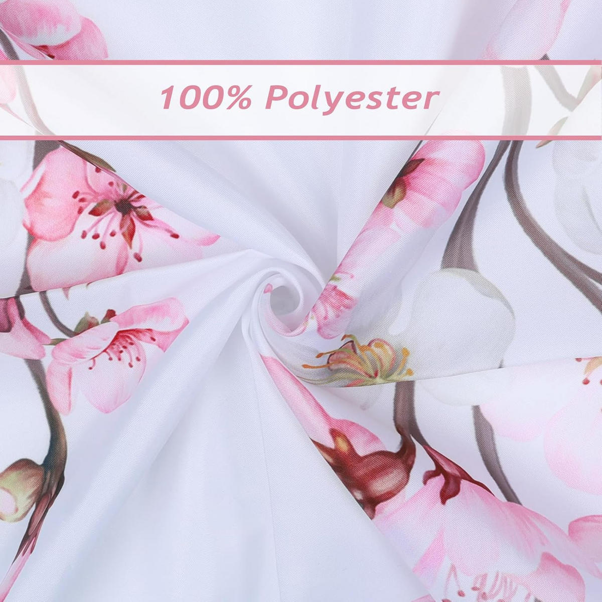 DUSCHVORHANG Rosa Sakura Kirschblüte Polyester schimmelresistent wasserdicht waschbar - Pink, Textil (180/1cm) - MCBOSON