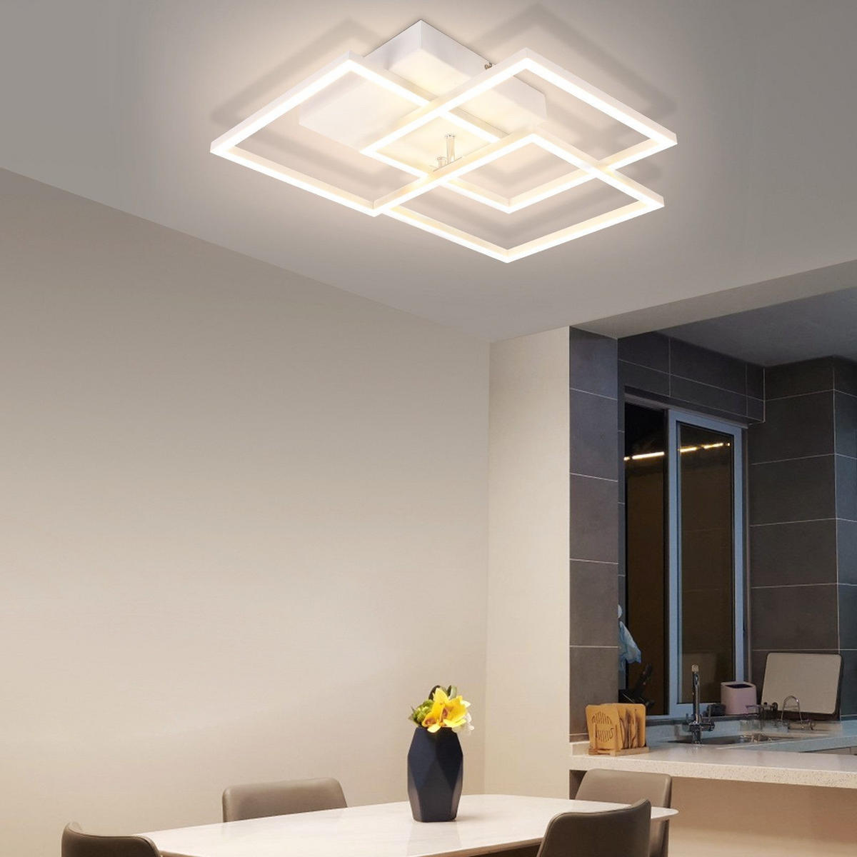 LED-DECKENLEUCHTE Maloney 40/40/9 cm - Weiß, Metall (40/40/9cm) - Nettlife