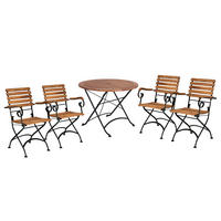 GARTENMÖBEL-SET (5-tlg.) Parklife - Schwarz/Braun, Holz/Metall - Butlers