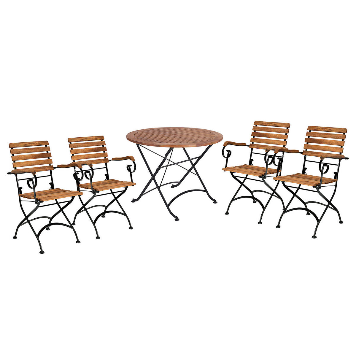 GARTENMÖBEL-SET (5-tlg.) Parklife - Schwarz/Braun, Holz/Metall - Butlers