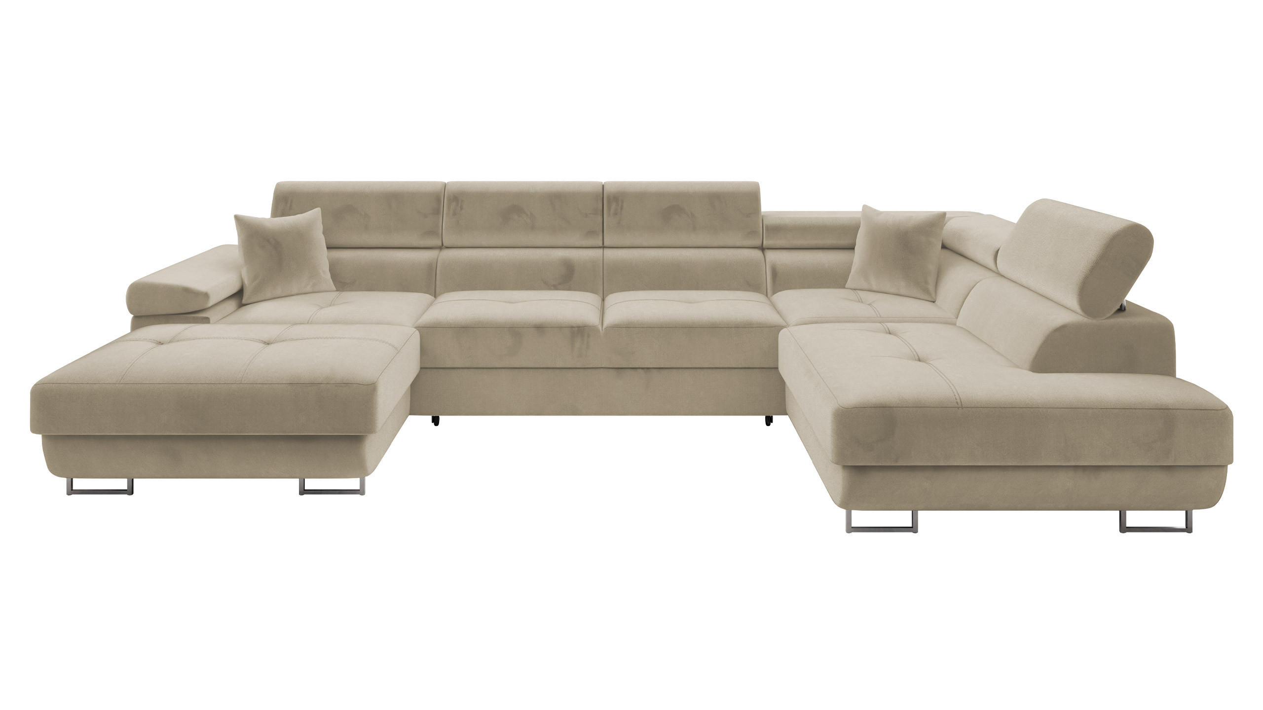 WOHNLANDSCHAFT Torezio Bis, Seite: Rechts - Creme, Holz/Textil (346/90/203cm) - MIRJAN24