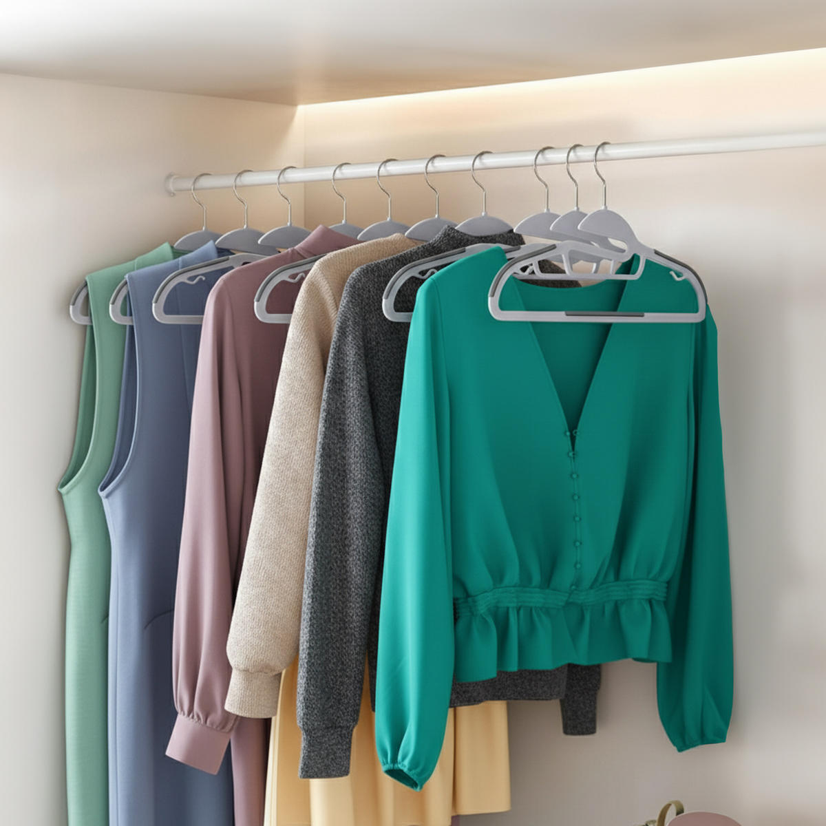 VEŠIAK na šaty - sivá, kov/plast (0.5cm) - Relaxdays