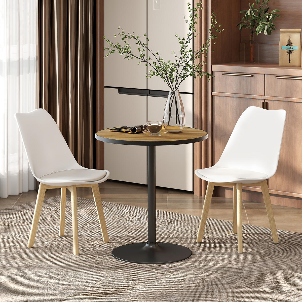 ESSTISCH, Runder Küchentisch, Moderner Esszimmertisch mit Holzoptikplatte, Eiche - Eichefarben, Holz (70/70/76cm) - HOMCOM