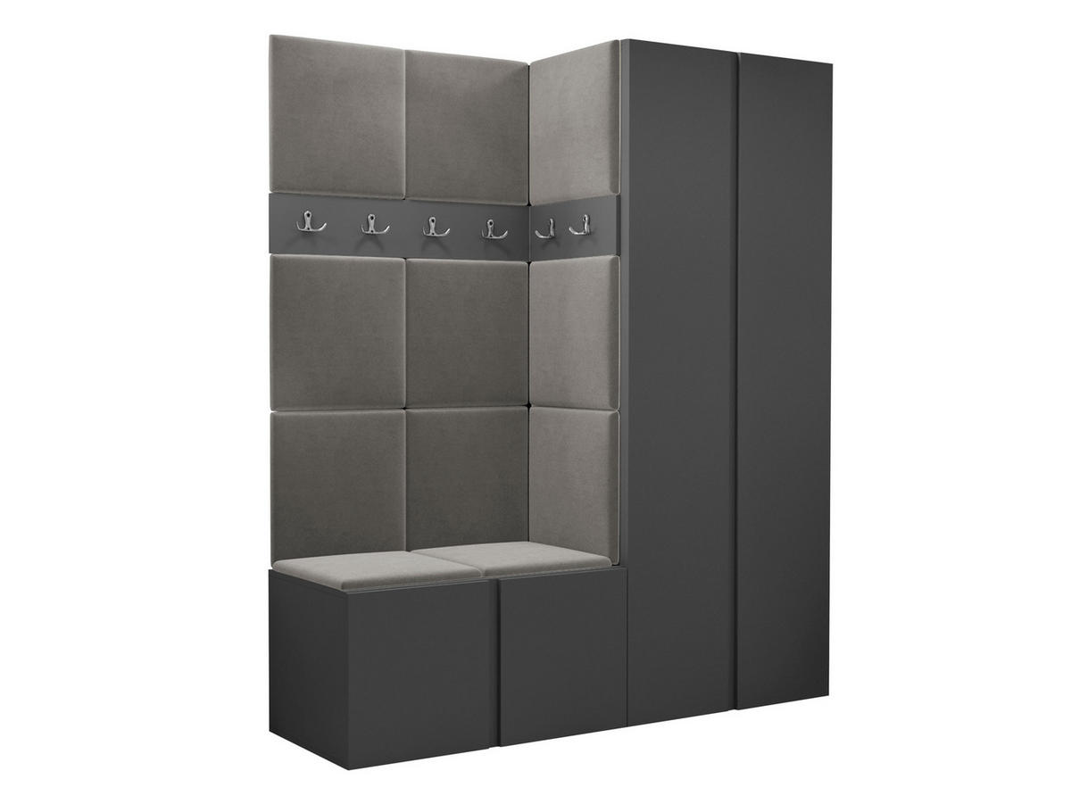 GARDEROBEN-SET Orion III - Graphitfarben/Grau, Holzwerkstoff/Kunststoff (158/186/46cm) - MIRJAN24