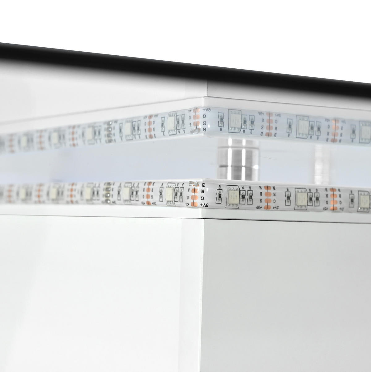 COUCHTISCH 80/80/40 cm in Weiß/Schwarz aus Spanplatte mit LED-Lichtband - Weiß, Holzwerkstoff (80/80/40cm) - OKMYHOME