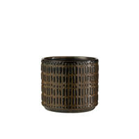 BLUMENTOPF LINIEN - Töpferei - Schwarz - L - Ø 17 cm - Schwarz, Keramik (17/15cm) - J-Line