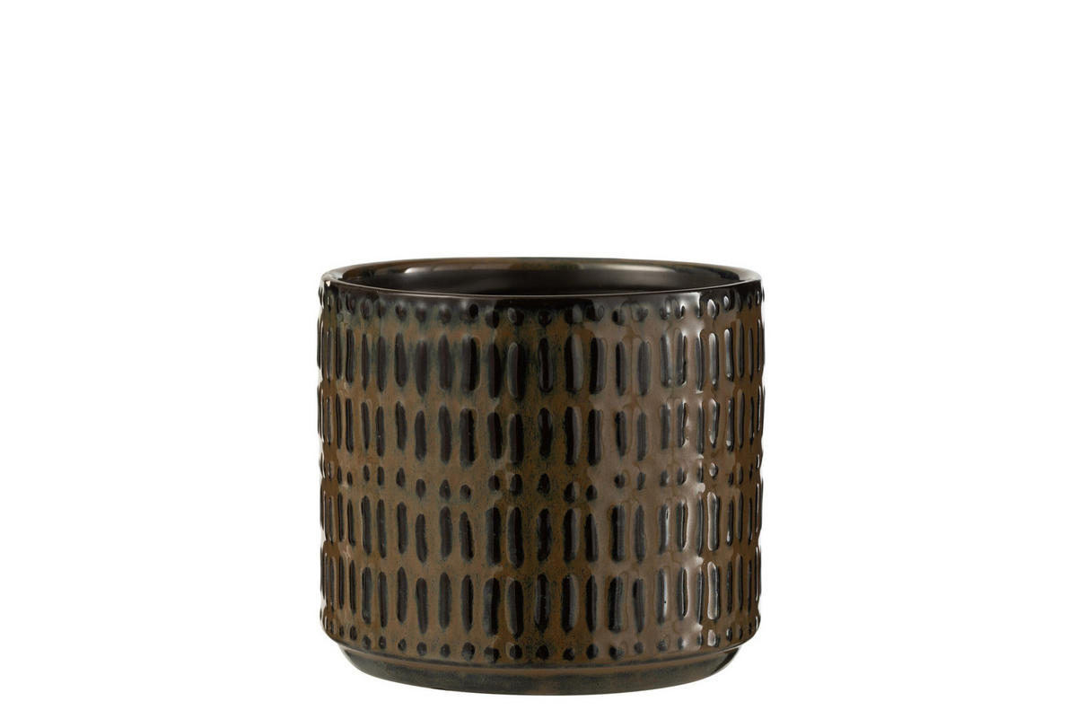 BLUMENTOPF LINIEN - Töpferei - Schwarz - L - Ø 17 cm - Schwarz, Keramik (17/15cm) - J-Line