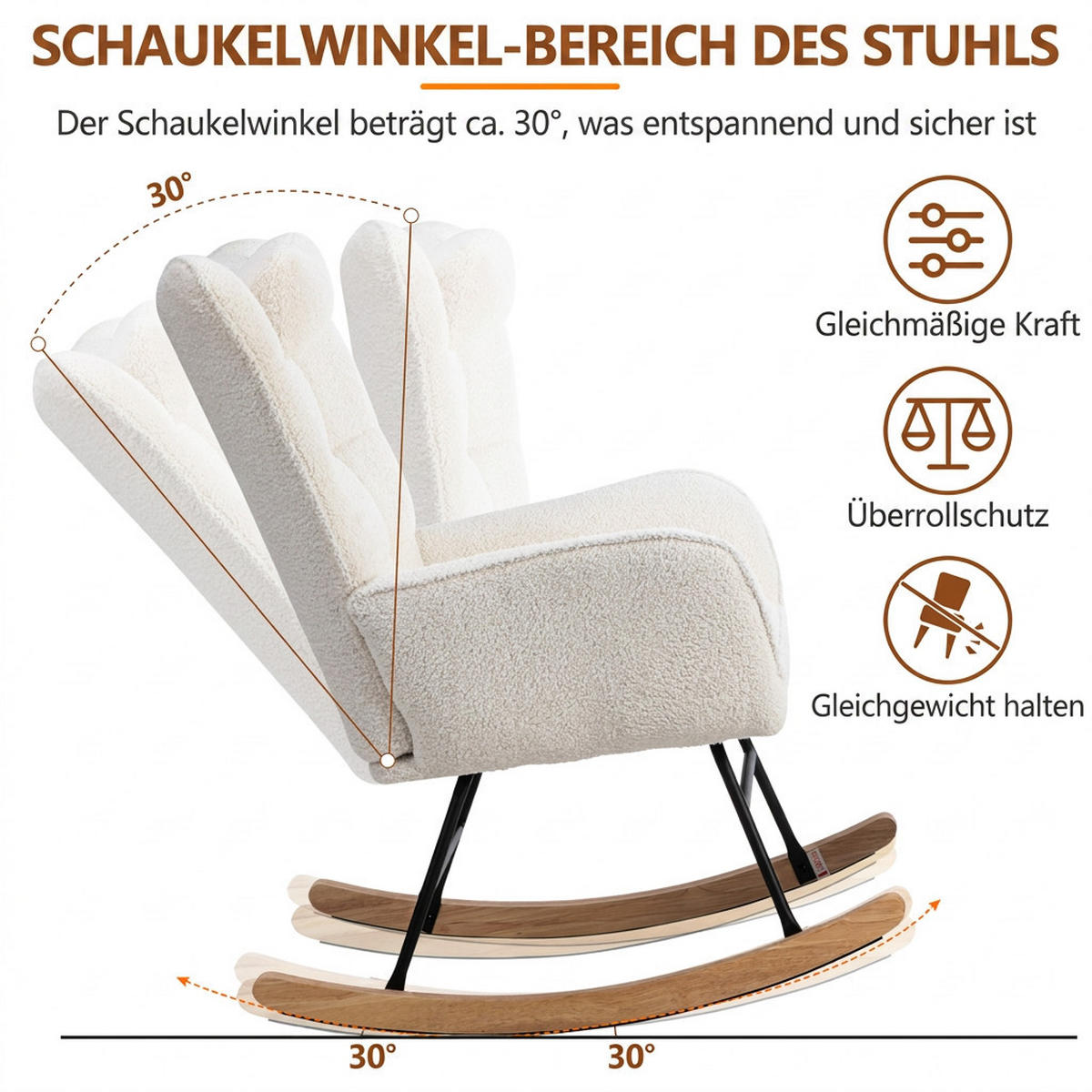 SCHAUKELSTUHL Weiß mit 1 Kopfkissen und 1 Fußhocker - Weiß, Textil (65/92/93cm) - Oxeza