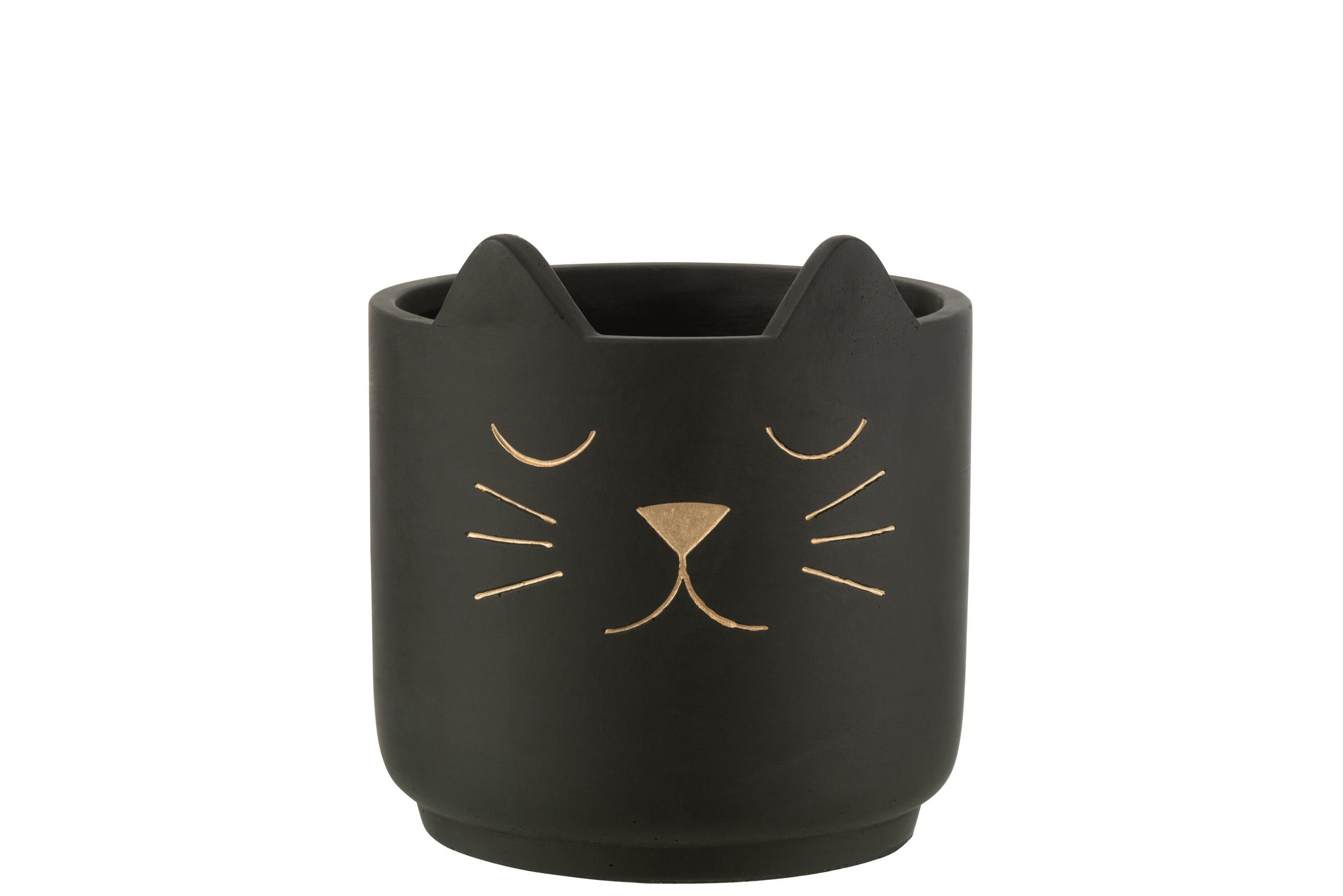 BLUMENTOPF KAT - Töpferei - Schwarz - L - Ø 19 cm - Schwarz, Keramik (19/19.5cm) - J-Line