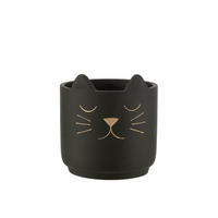 BLUMENTOPF KAT - Töpferei - Schwarz - L - Ø 19 cm - Schwarz, Keramik (19/19.5cm) - J-Line