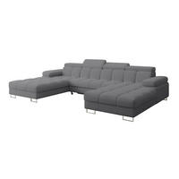WOHNLANDSCHAFT mit Schlaffunktion und Bettkasten COMA U2 345x203x79 Grau Bouclé - Chromfarben, Holzwerkstoff/Textil (345/79/203cm) - ALTDECOR