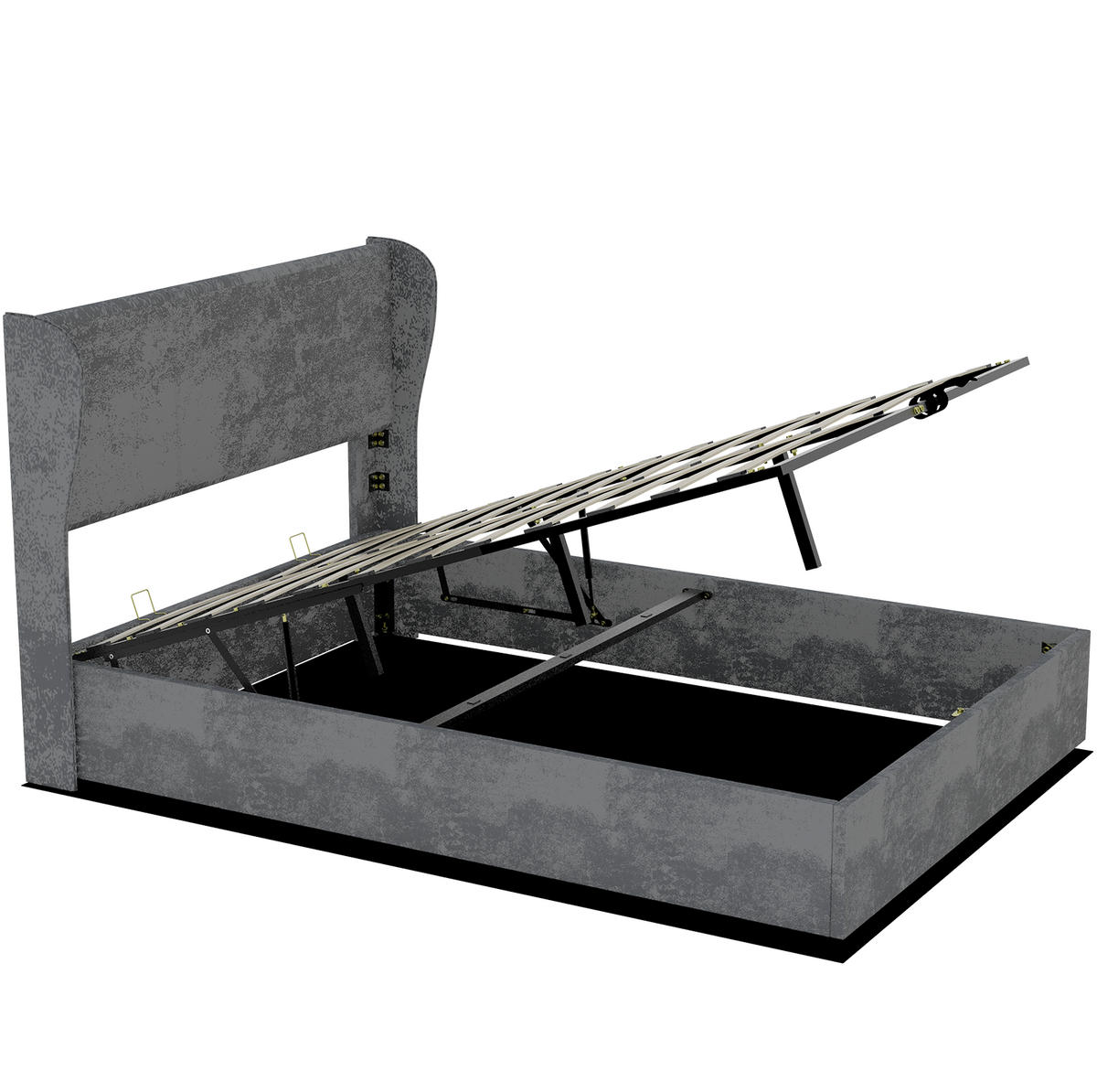 POLSTERBETT 160/200 cm mit gepolstertem Kopfteil und Bettkasten, Grau - Grau, Textil (160/200cm) - Redom