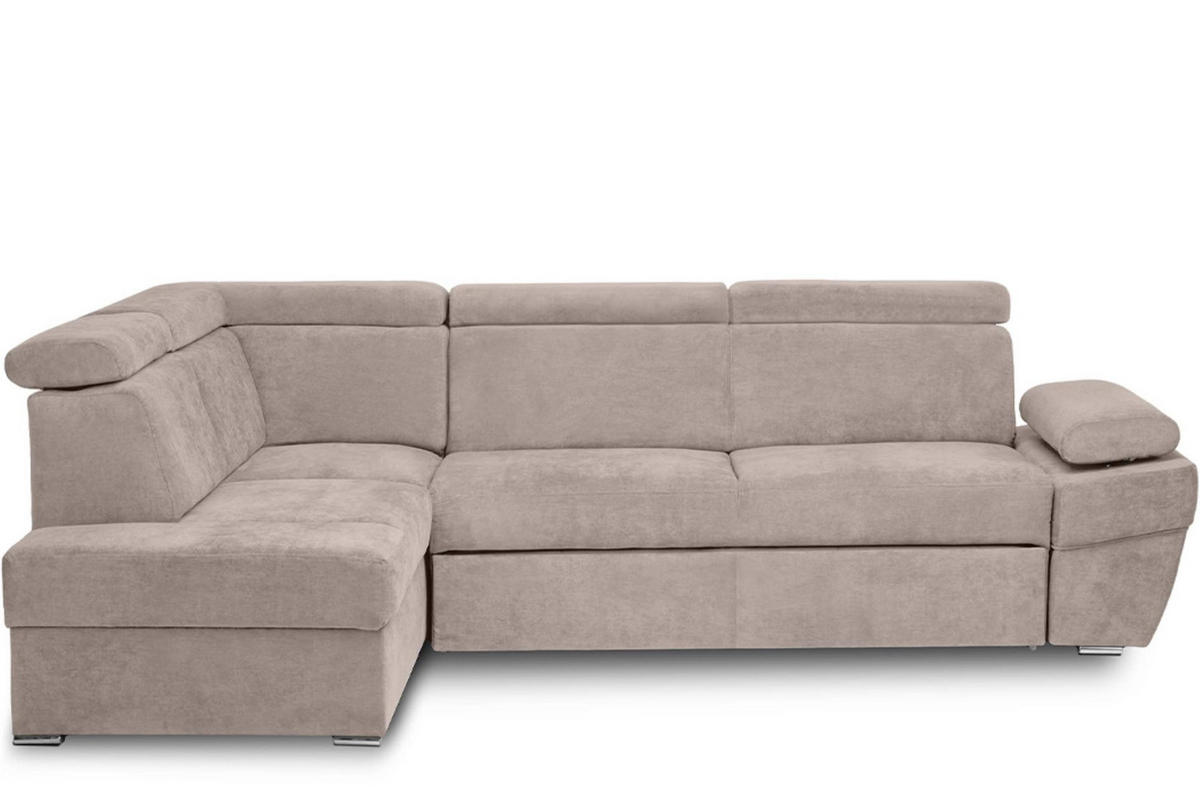 SCHLAFECKSOFA RATLO links 4/5-Sitzer mit Bettkasten, beige - Beige/Silberfarben, Textil (270/190cm) - KONSIMO®