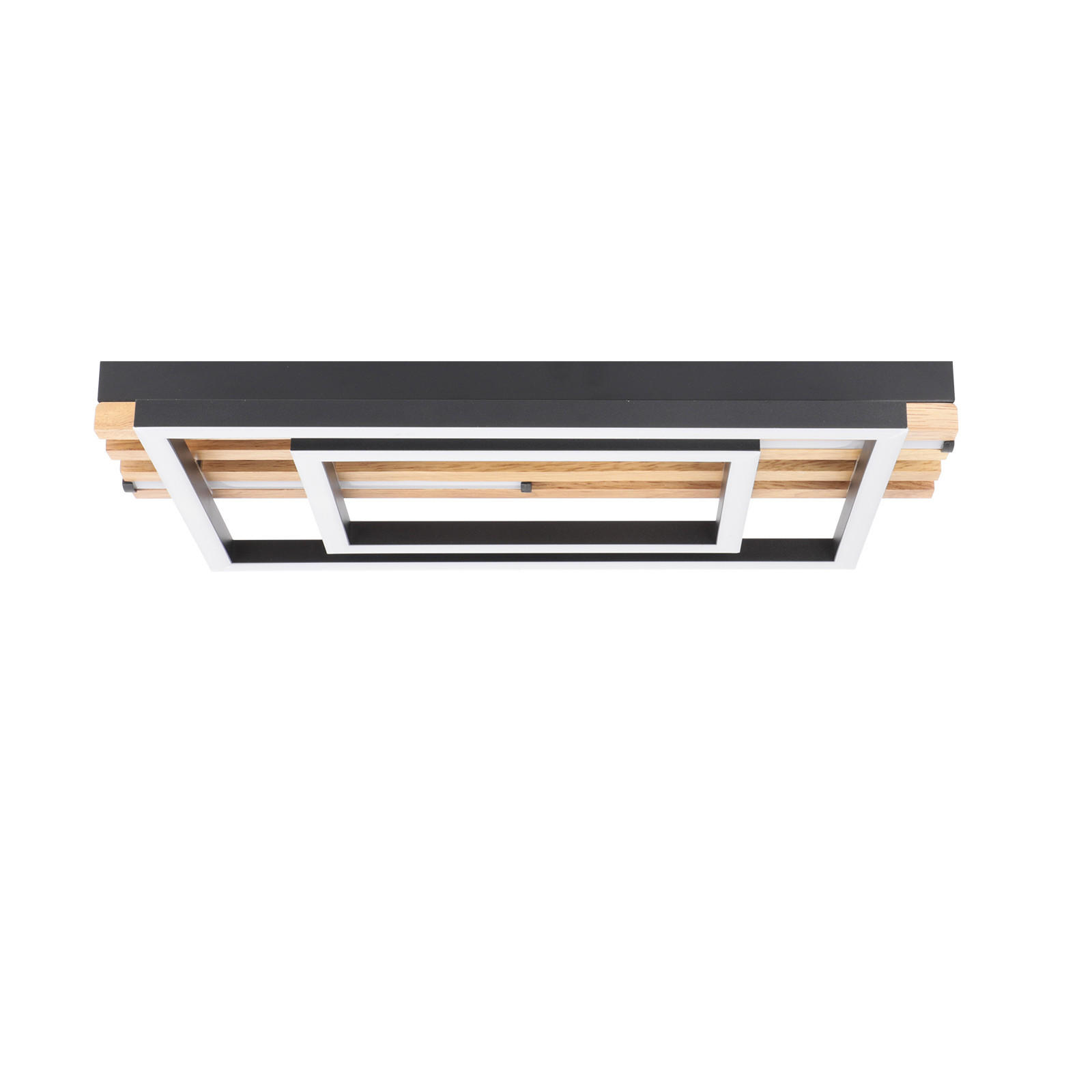 LED DECKENLEUCHTE Klenly 38/21/6.8 cm - Schwarz, Holz/Metall (38/21/6.8cm) - ZMH