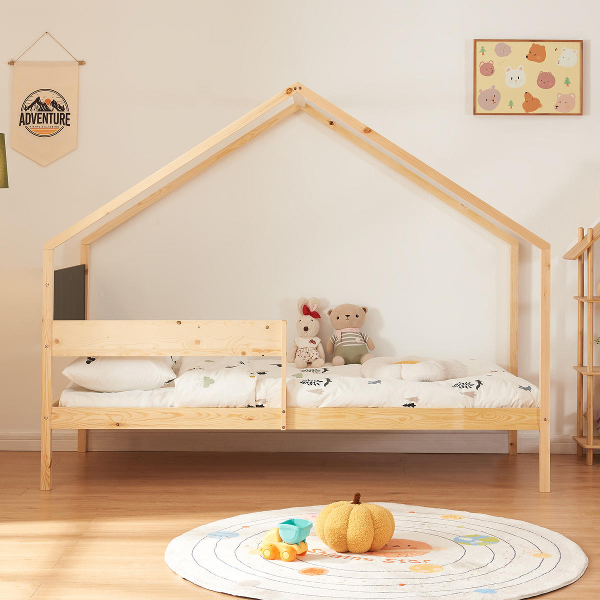 DOPPEL-KINDERBETT Sodankylä - Naturfarben, Holz (90/200cm) - [en.casa]