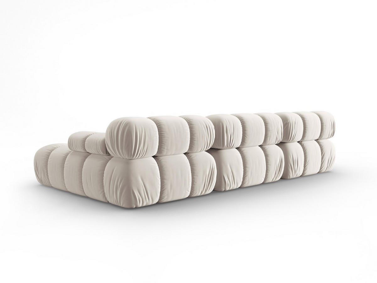 MODULARES-ECKSOFA rechts Bellis aus Samt leichtes beige 4 Sitzplätze - Creme, Textil (122/285cm) - Micadoni