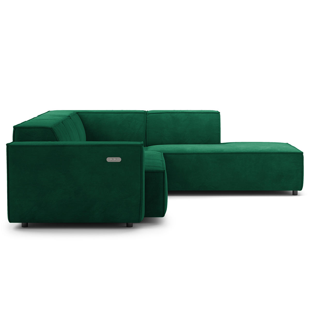 ECKSOFA mit Ottomane - Dunkelgrün/Schwarz, Kunststoff/Textil (260/234cm) - home24