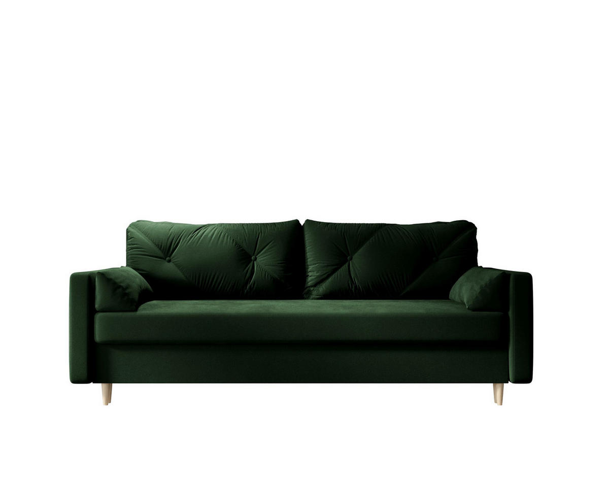 SOFA ASTRA mit Schlaffunktion ITAKA 10 mit Stauraum - Grün, Textil (90/88/228cm) - Bedante