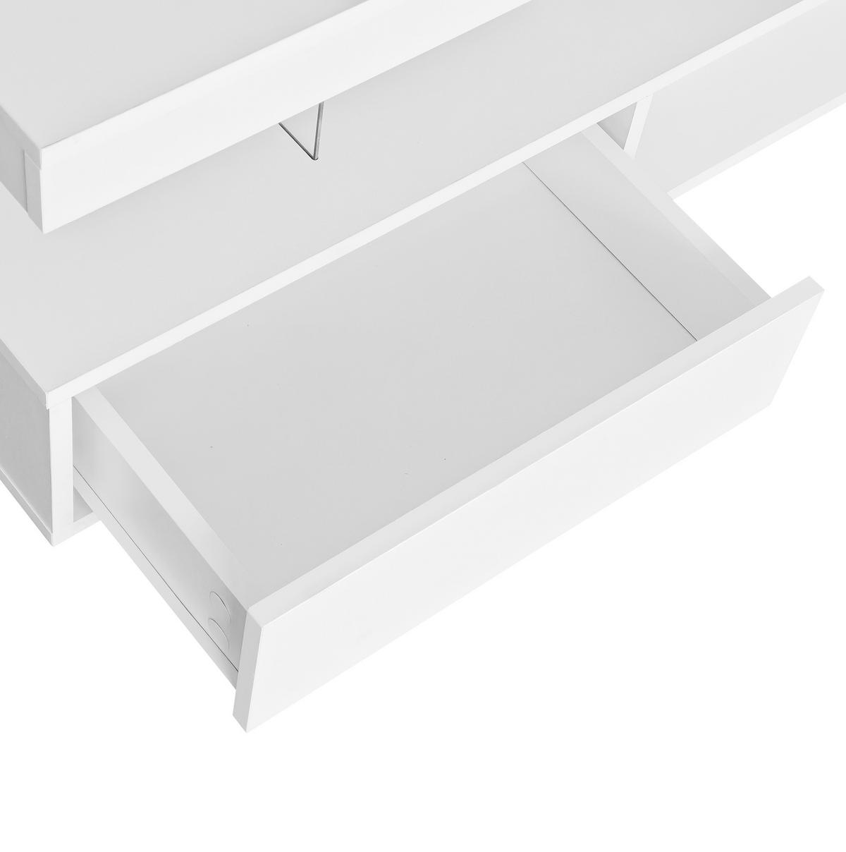 KONFERENČNÍ stolek 95/50/42,5 cm bílý z dřevotřísky s LED osvětlením a 2 zásuvkami - bílá, kompozitní dřevo (90/50/42.5cm) - OKWISH