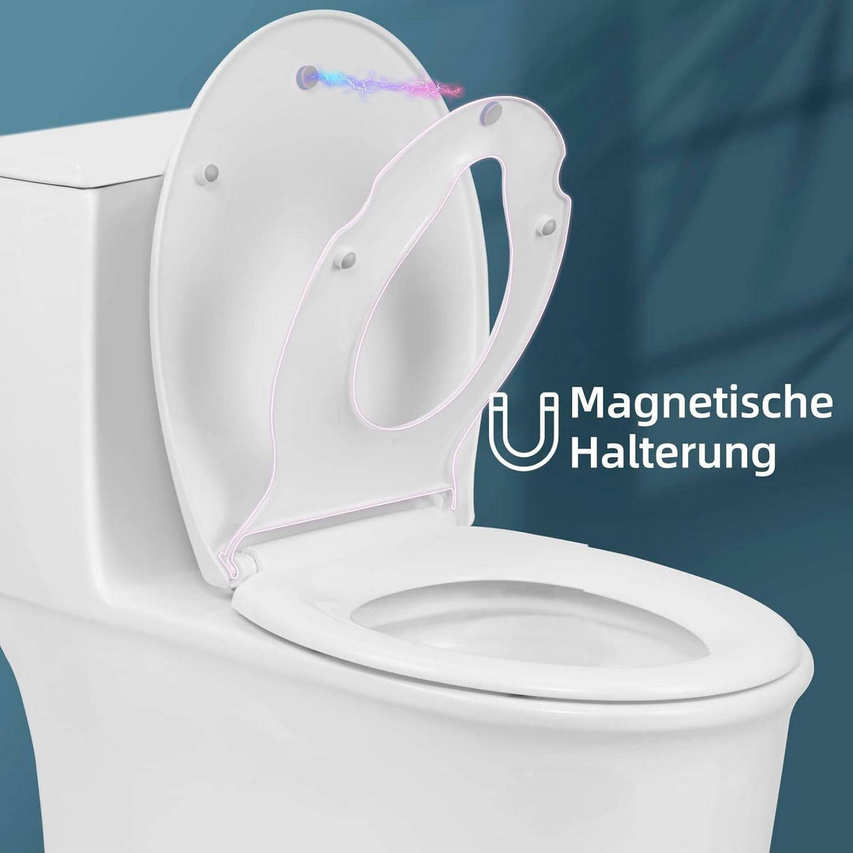 TOILETTENDECKEL mit Kindersitz, Montage von oben, O-Form - Weiß, Kunststoff (37/2.5/45cm) - Woltu