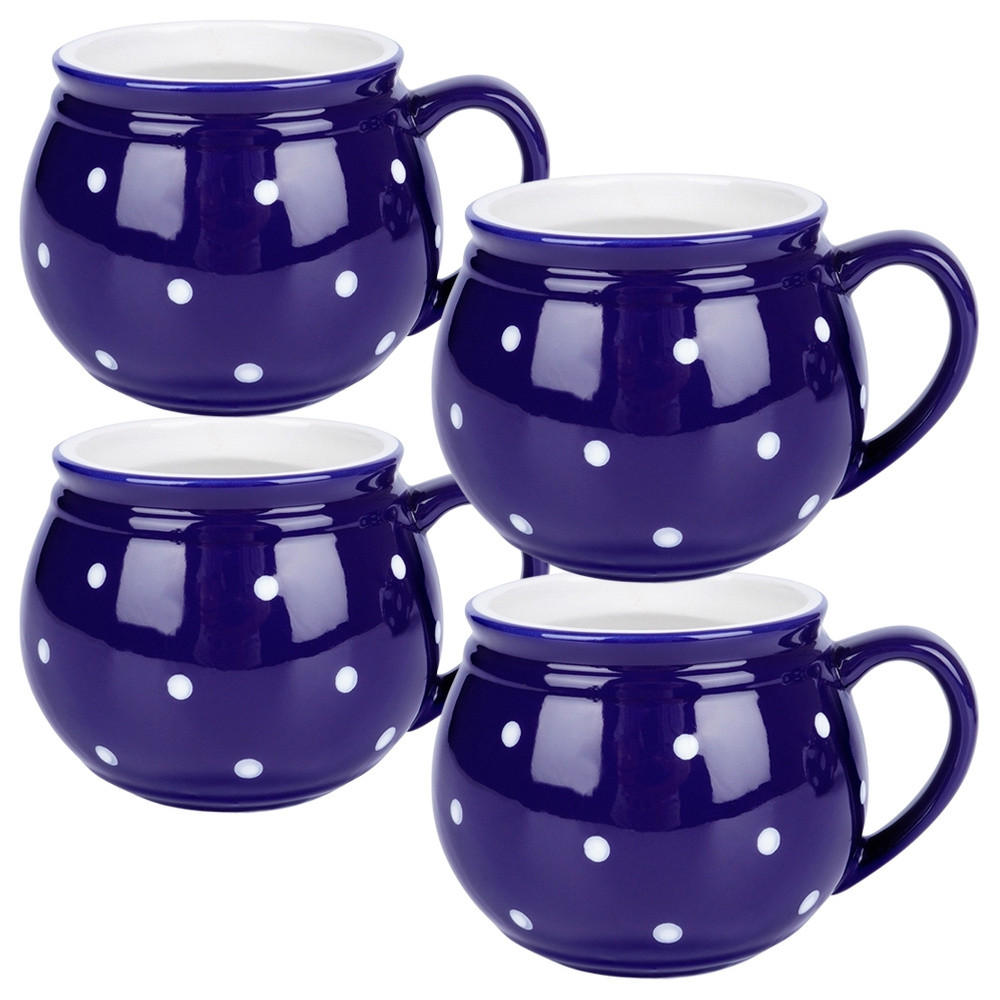 KERAMIKBECHER-SET PUNKTE, Keramik, blau, 4 Stk., 200 ml - Pink, Keramik (0.2L) - Orion 