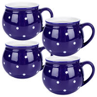 KERAMIKBECHER-SET PUNKTE, Keramik, blau, 4 Stk., 200 ml - Pink, Keramik (0.2L) - Orion 