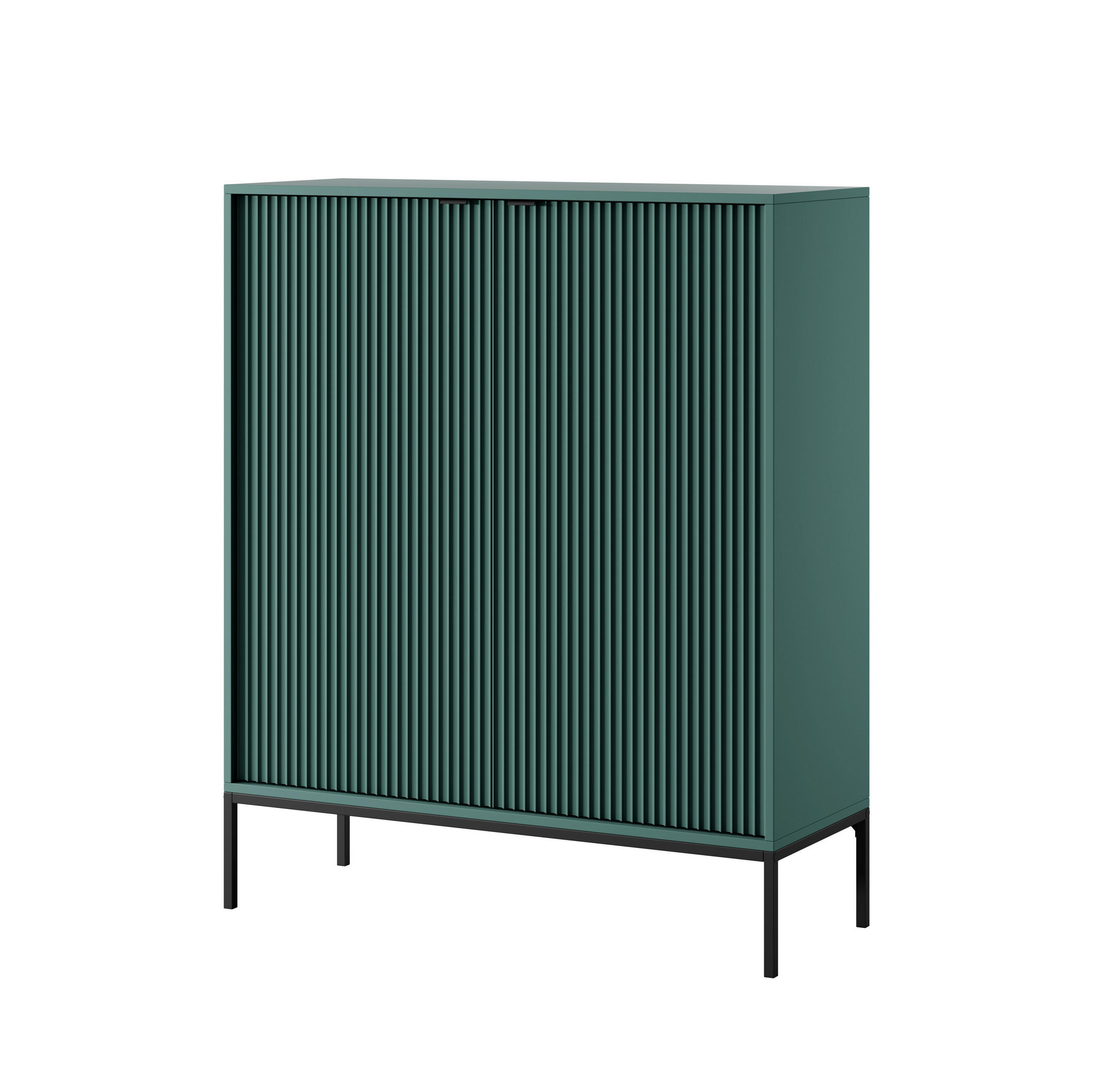 HIGHBOARD Nova Grün, Schwarze Beine und Schwarze Griffe - Schwarz/Grün, Holzwerkstoff/Metall (104/125/39cm) - Bettso