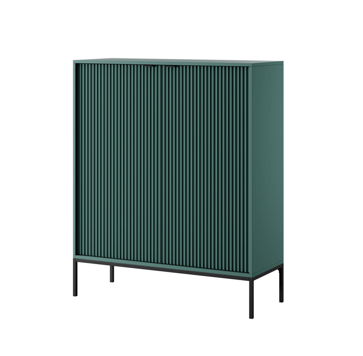HIGHBOARD Nova Grün, Schwarze Beine und Schwarze Griffe - Schwarz/Grün, Holzwerkstoff/Metall (104/125/39cm) - Bettso