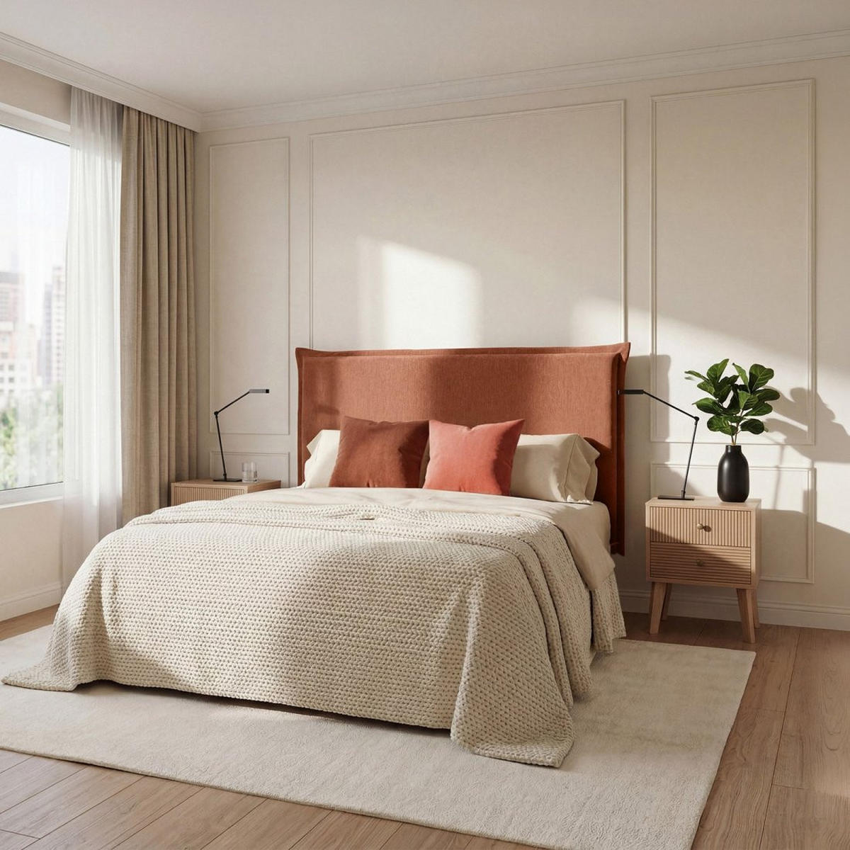 KOPFTEIL DOPPELTES Louise Terrakotta 170 cm x 120 cm - Terracotta, Textil (170/7cm) - Klast Home