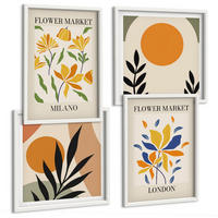 BILDER SET 4er Set - 50x50 cm & 40x60 cm Weißer Rahmen - Blumenposter Paris Mailand - Weiß, Kunststoff (50/50cm) - TULUP