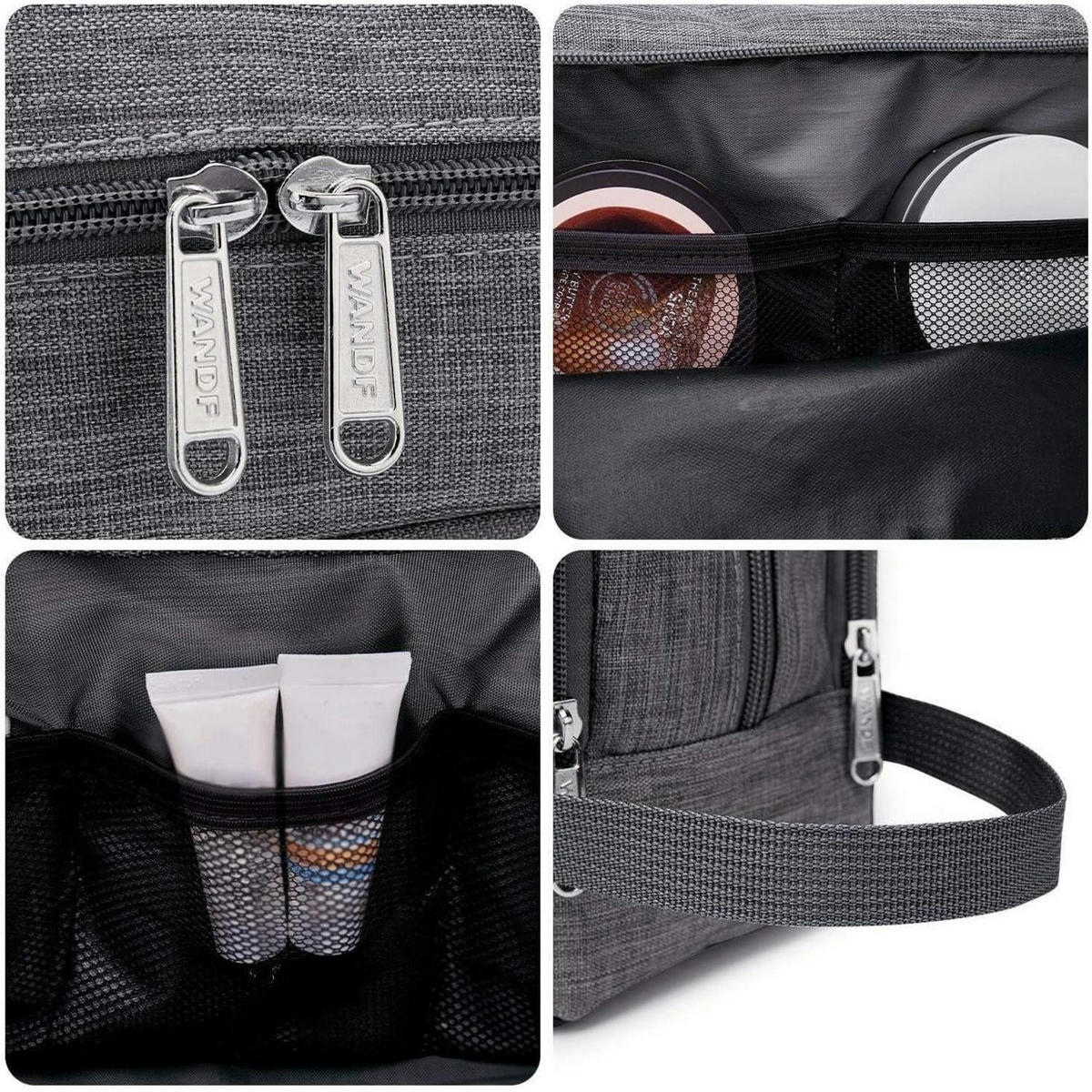 KULTURBEUTEL Denim Grau 24 x 15 x 12 cm - Grau, Textil (5/2/5cm)