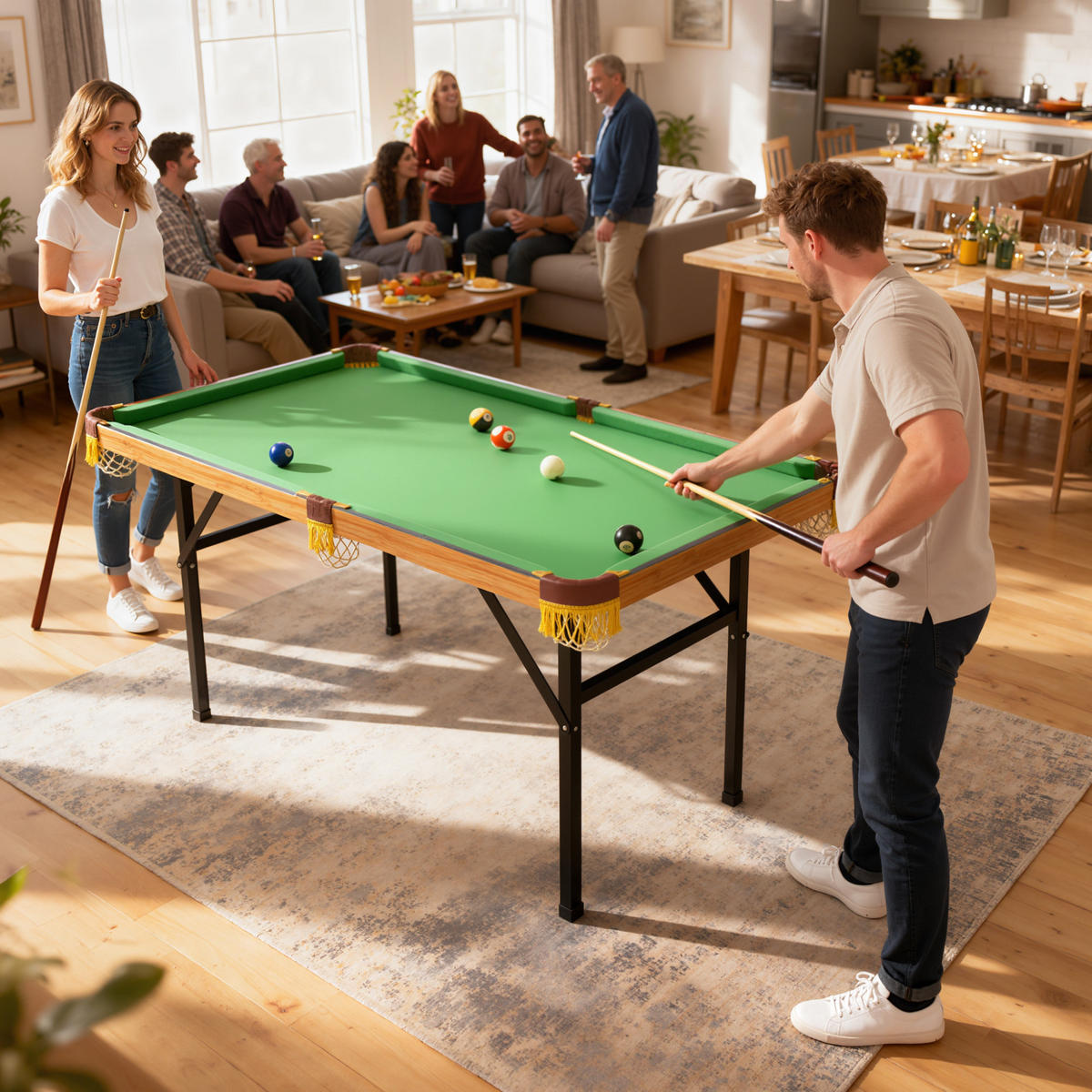KLAPPBARER BILLARDTISCH DE-10820 Grün - Grün, Holzwerkstoff (63/120cm) - ComfortXL