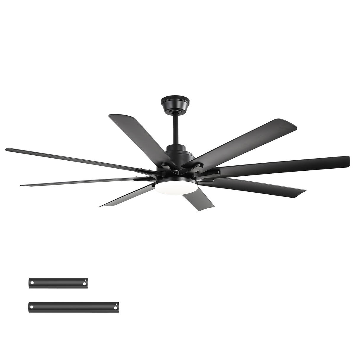 DECKENVENTILATOR DE-16201 52 Zoll mit 8 ABS-Flügeln & Fernbedienung - Schwarz, Kunststoff/Metall (132.08/132.08/26.8cm) - ComfortXL