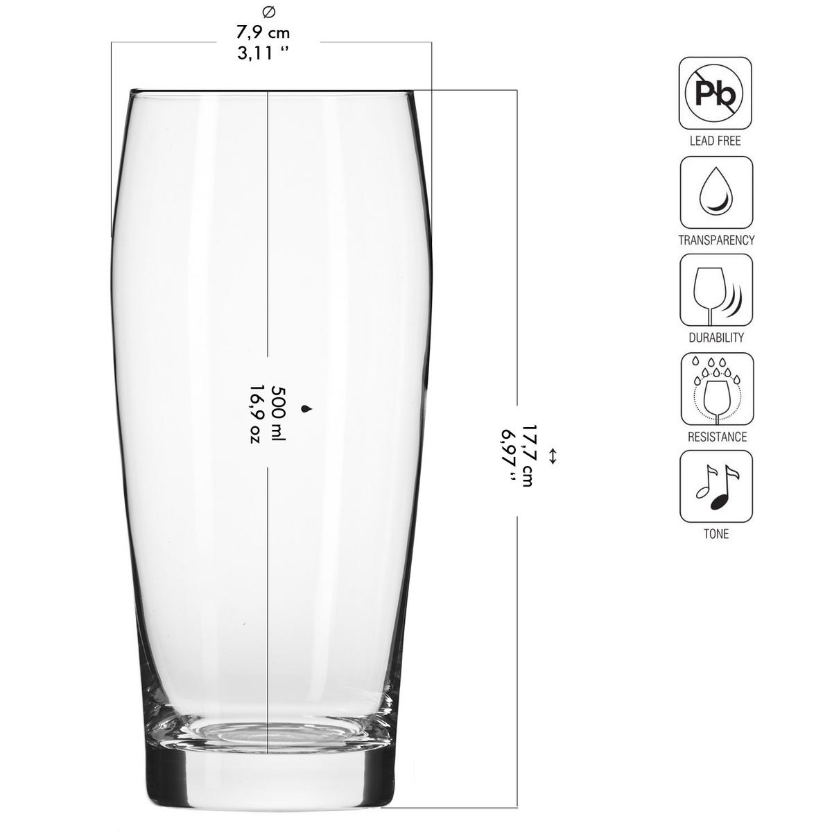 BIERGLÄSER, 6er-Set, 500 ml - Transparent, Glas (0.57L)