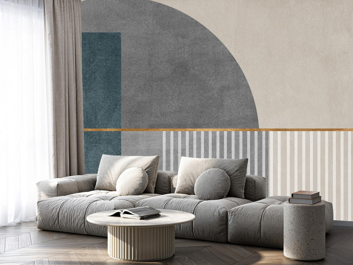 FOTOTAPETE für Wohnzimmer Formen Modernes Geometrisches Muster 200x140 - Beige/Braun, Papier (200/140cm) - Muralo