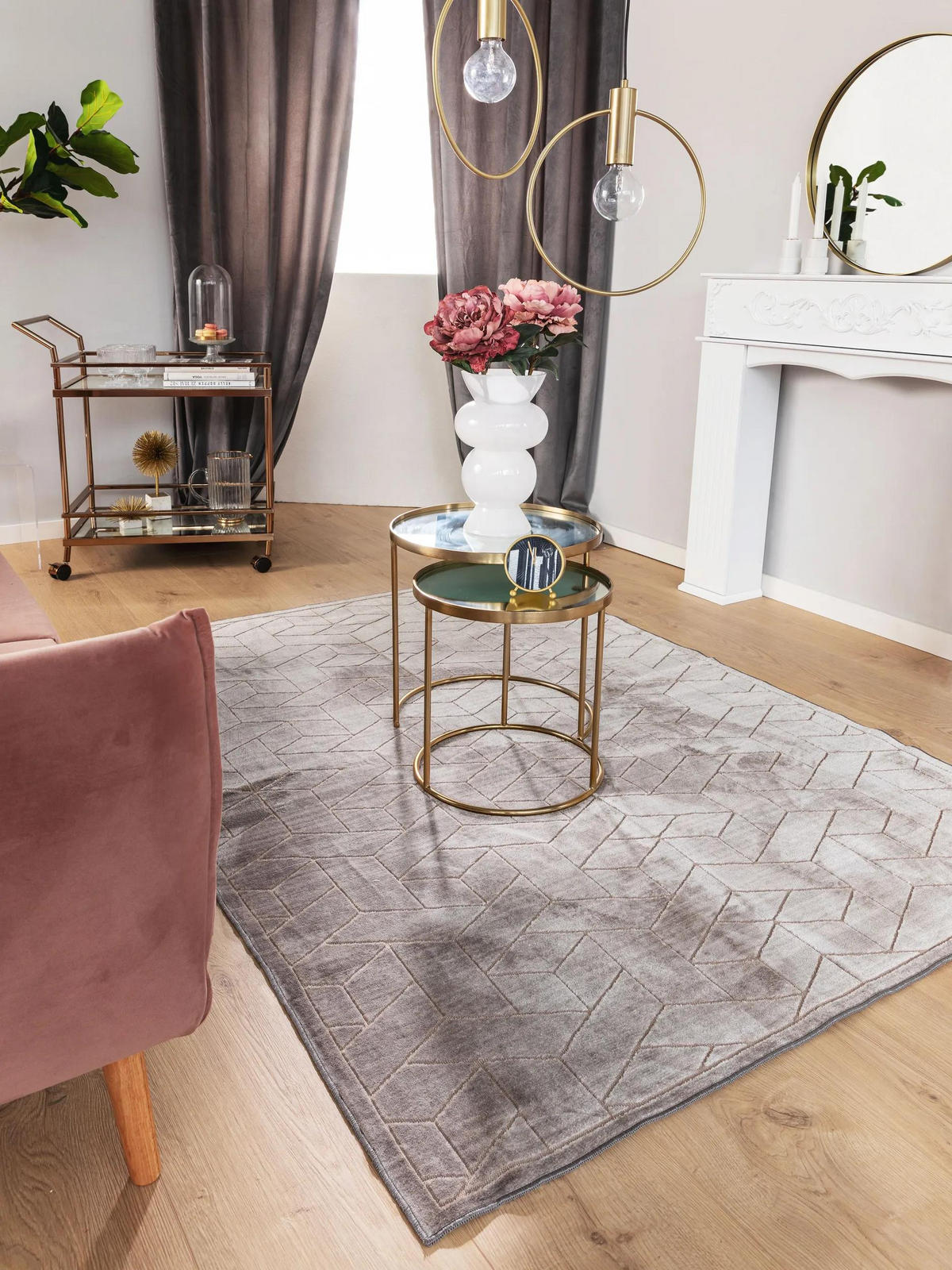 TEPPICH Daisy Grau 100x150 cm - Grau, Kunststoff/Textil (100/150cm) - benuta