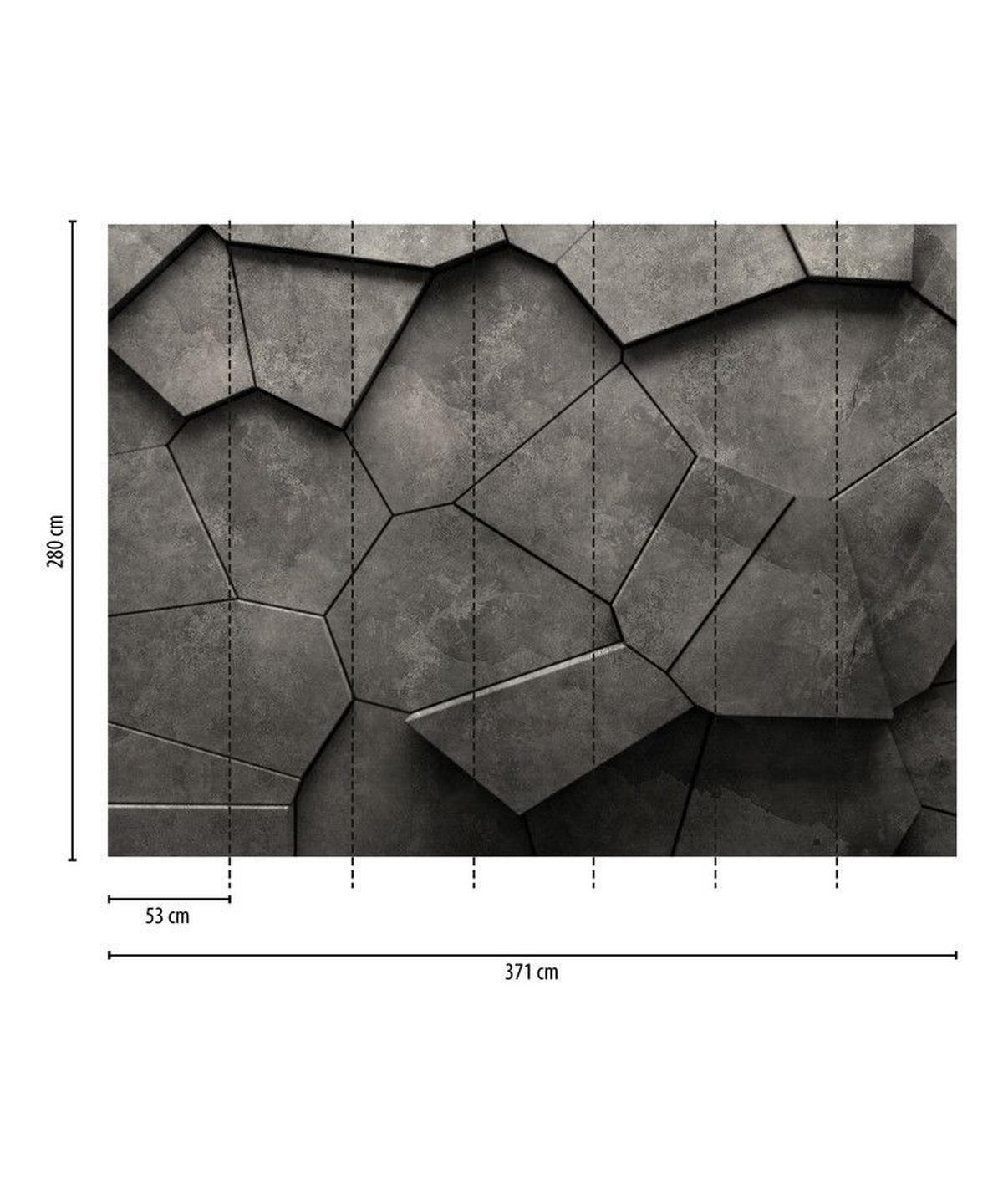 VLIESTAPETE Schwarz 371/280 cm - Schwarz/Grau, Textil (371/1cm) - KUNSTLOFT