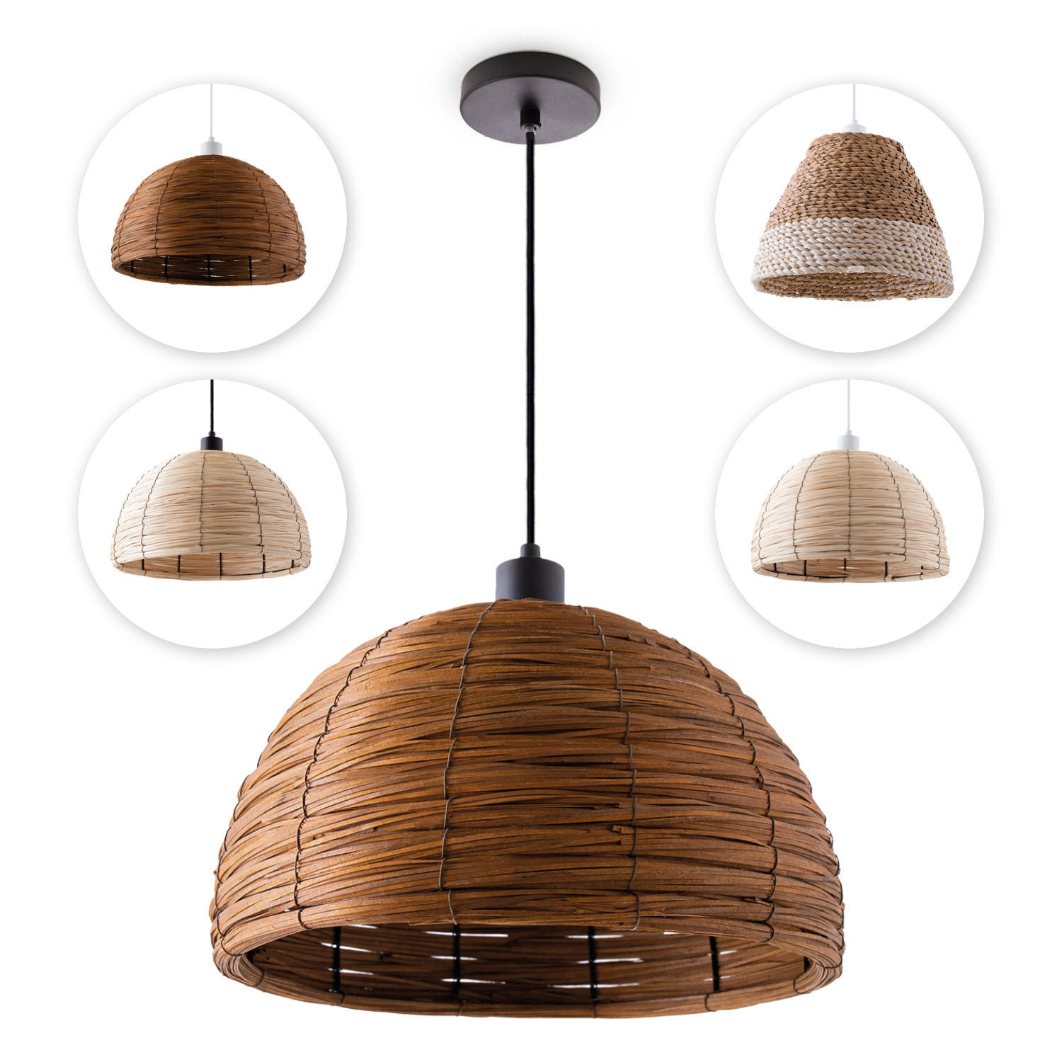 PENDELLEUCHTE Hugo Pd1 Gogo - Beige/Schwarz, Metall (36/36/25.9cm) - Paco Home