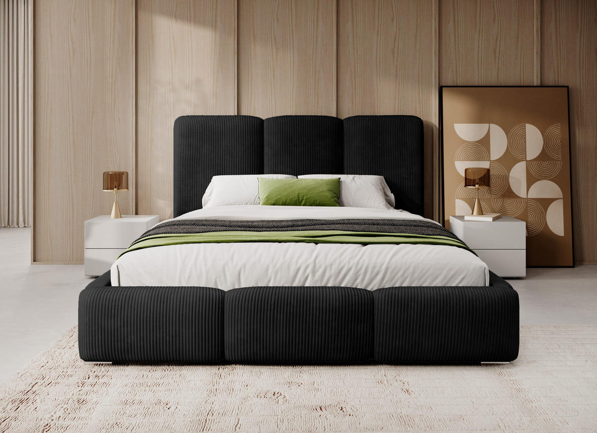 POLSTERBETT Doppelbett Walmer 180x200 cm Schwarz - Schwarz, Textil (180/200cm) - Fedve