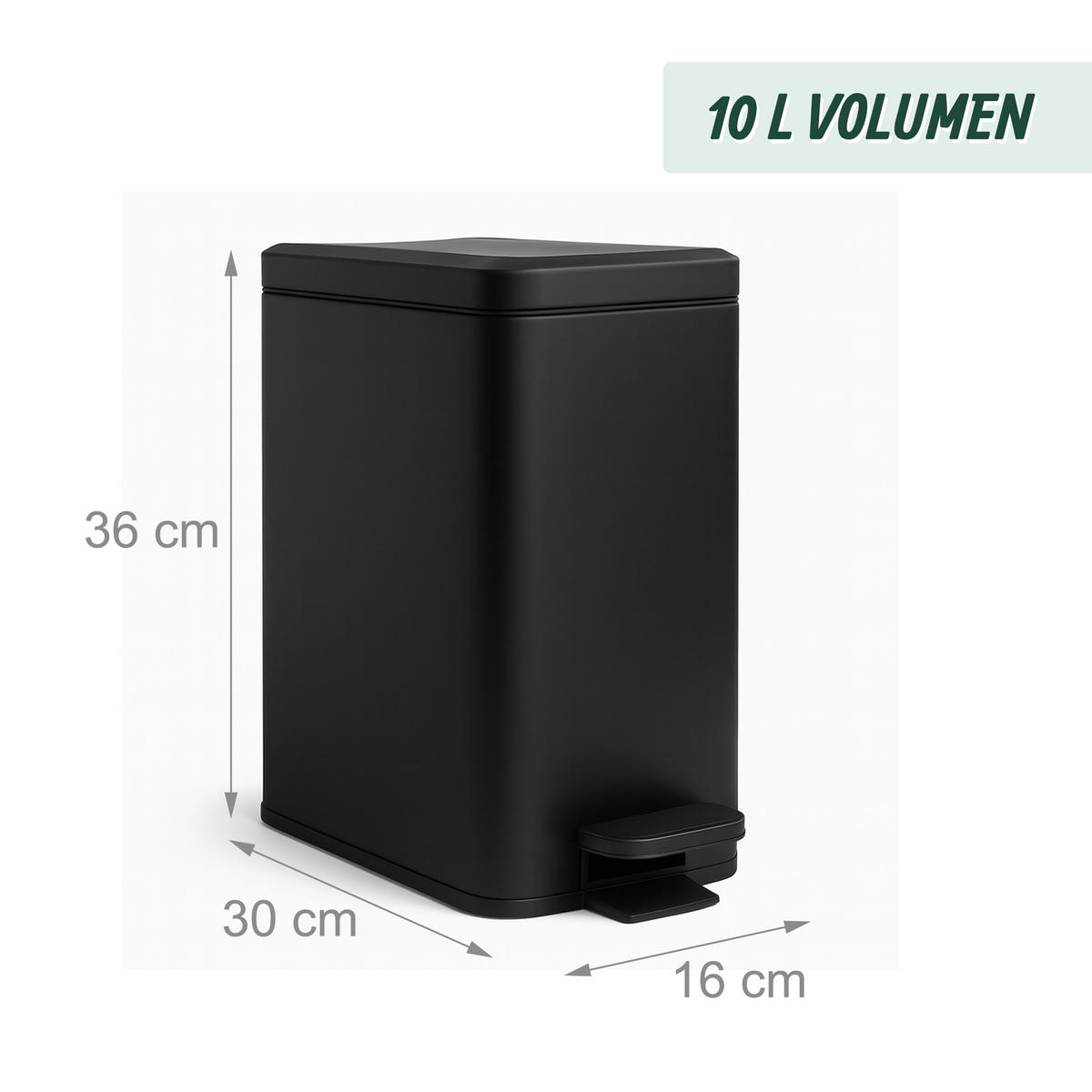 MÜLLEIMER - Schwarz, Kunststoff/Metall (16/36/30cm) - Relaxdays