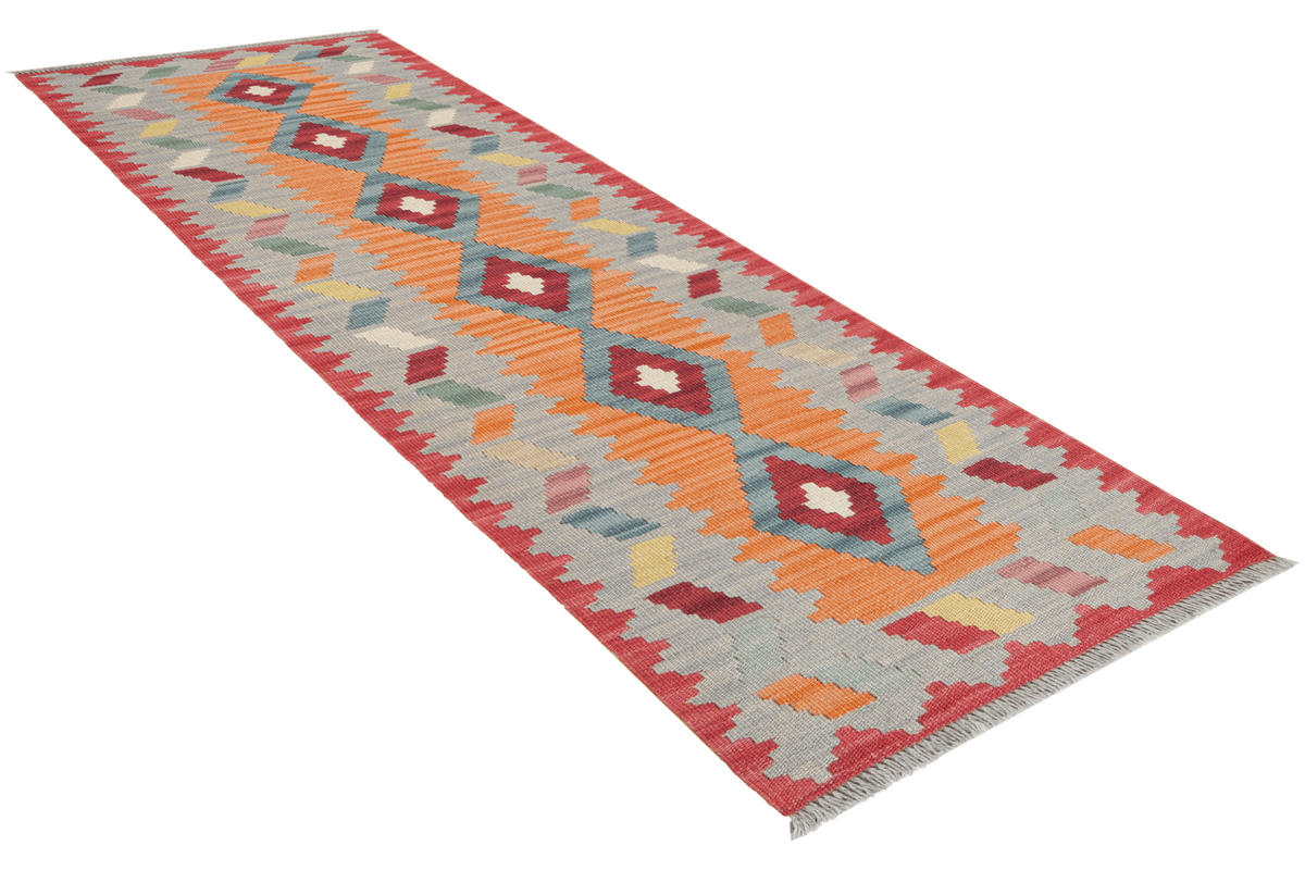 KELIM-LÄUFER handgewebt Gashgai Orange 200/56 cm Schurwolle - Orange, Textil (56/200cm) - Looma